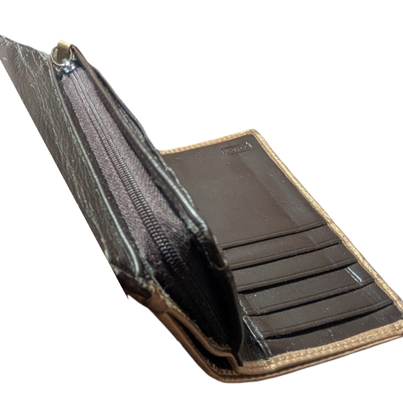 Metallic Gold Coach Embossed Trifold Wallet - Picture 9 of 16